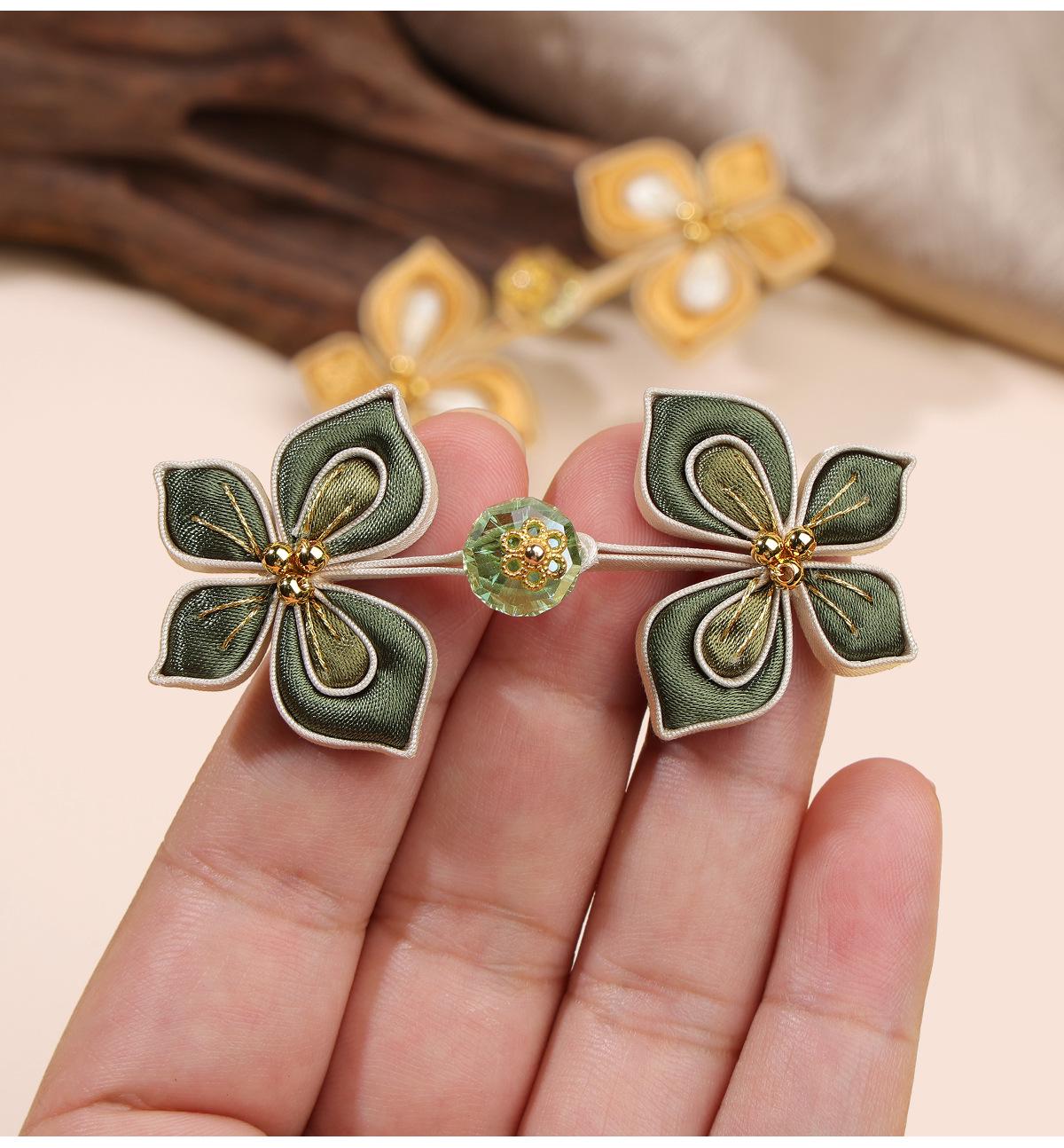 Handmade Chinese Frog Button, Clover Flower Knot Button, Qipao Closure, Hanfu Tang Suit Sewing Trim, Traditional Clothing Accessory - Poppylollipop
