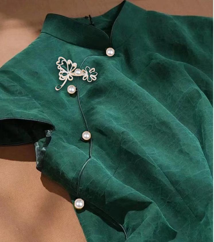 Handmade Chinese Frog Button, Butterfly Knot Closure, Qipao Button, Sewing Trim, Pearl Flower Embellishment, Oriental Fashion Accessory - Poppylollipop