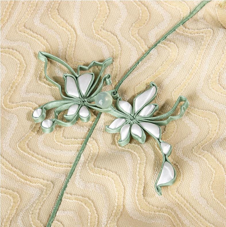 Handmade Butterfly Frog Button, Chinese Knot Closure, Qipao Hanfu Button, Floral Fabric Fastener, Tang Suit Bridal Clothing Embellishment - Poppylollipop