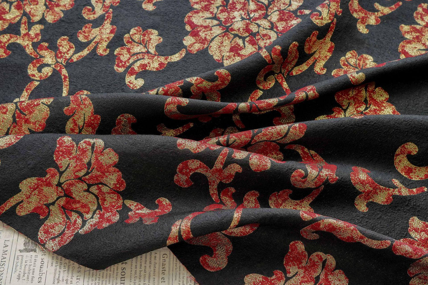 Vintage Gold Thread Peony Jacquard Fabric, Embossed Floral Brocade Textile, Chinese Style Luxury Fabric for Dress, Costume DIY, 56"Wide - Poppylollipop
