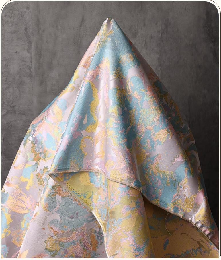 Dreamy Floral Dress Fabric, Pastel Blue Pink Gold Botanical Fabric for Evening Gown, Skirt, Costume, Fashion and Home Decor, 66"Wide - Poppylollipop