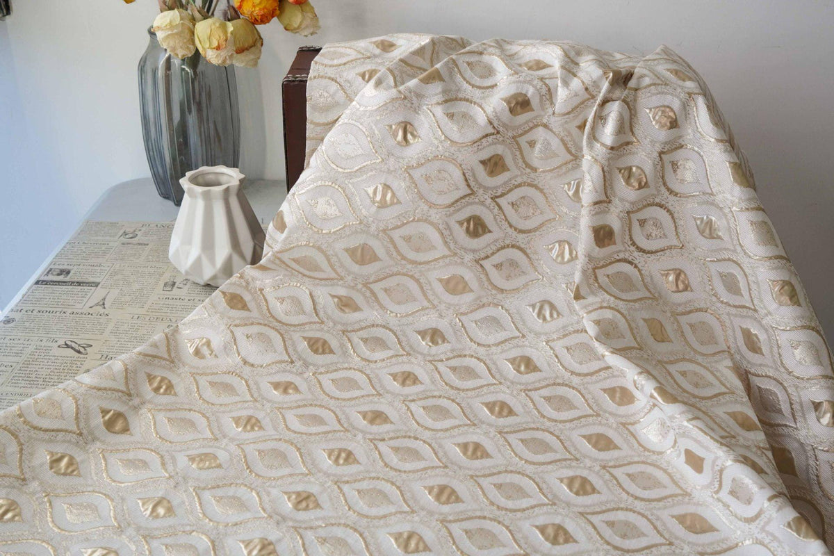 3D Embossed Wave Jacquard Fabric, Abstract Water Drop Pattern Textile, Textured Fabric for Dress, Upholstery and Sewing, 59"W - Poppylollipop