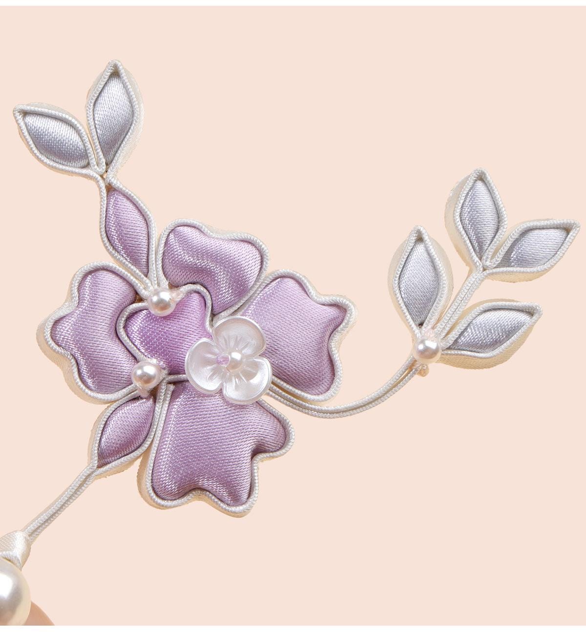 Furong Flower Frog Button, Chinese Qipao Cheongsam Closure, Pearl-Like Knot Fastener, Hanfu Garment Decorative Trim - Poppylollipop