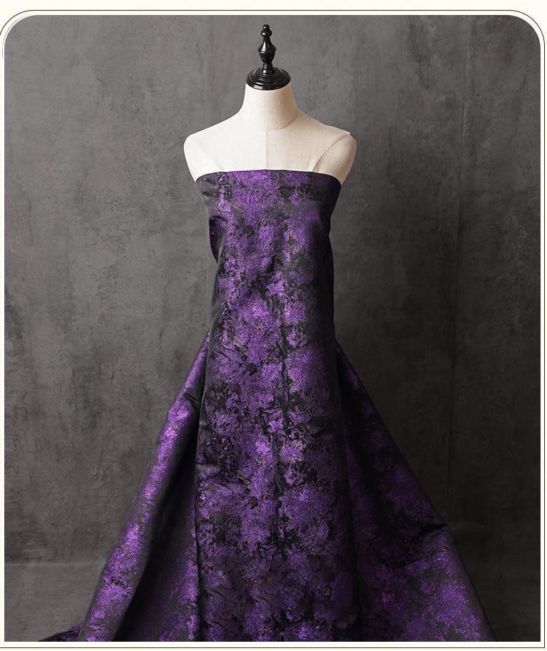 Purple Iridescent Jacquard Fabric, Abstract Ink Wash Marbled Texture, Pearlescent Woven Fabric for Dress, Jacket, Costume & Decor, 63"Wide - Poppylollipop