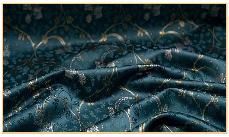 Lily of the Valley Vine Brocade Jacquard Fabric, Gold Metallic Floral Woven Textile for Bags, Pouches, Journals, Tea Mats and Sewing, 59"W