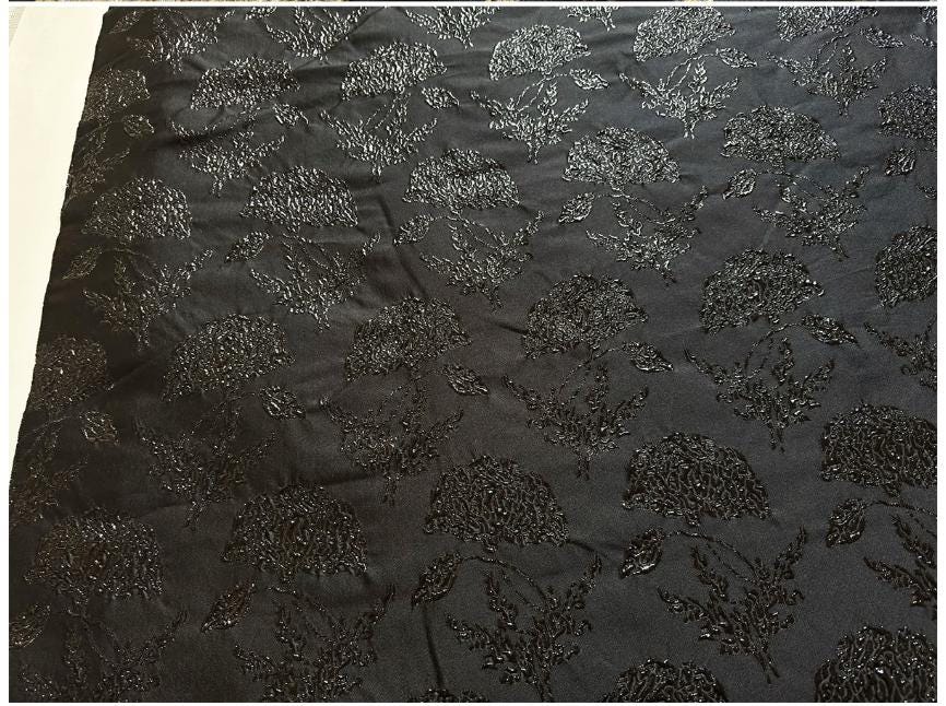 Black Gold Floral Jacquard Brocade Fabric, 3D Metallic Textured Textile for Evening Gowns, Jackets, Dresses and Sewing