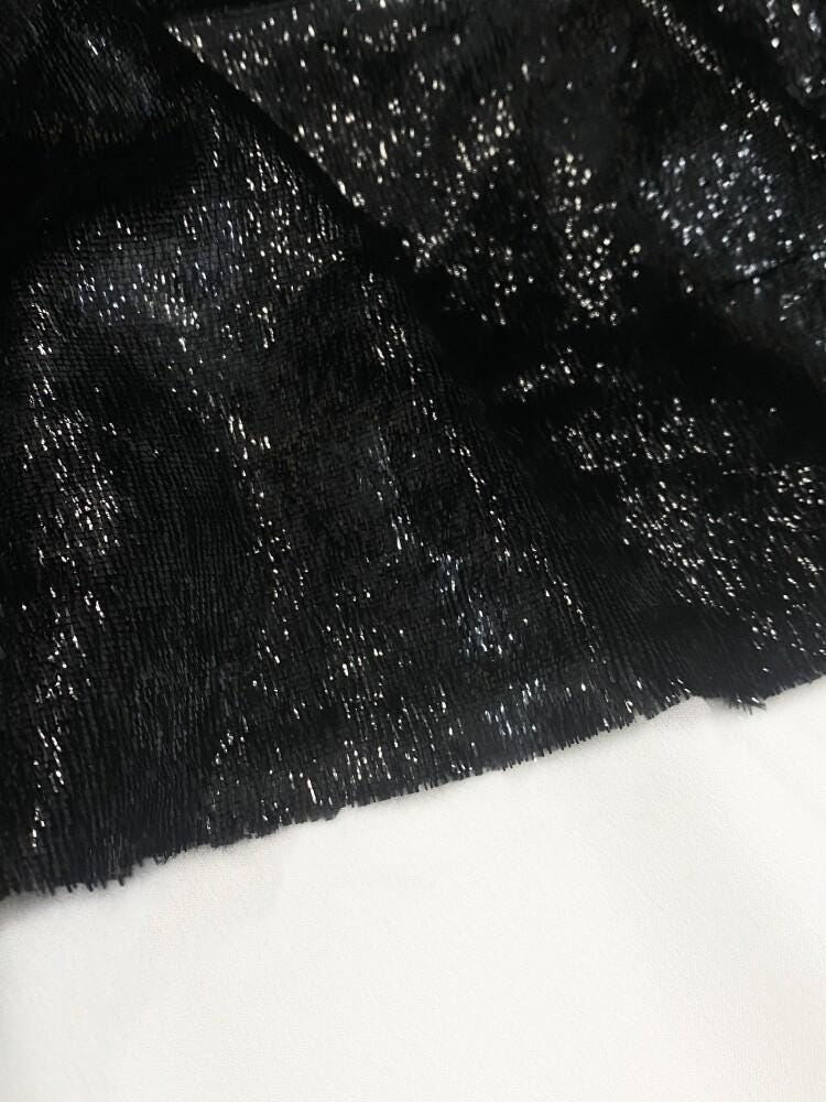 Black Metallic Sheen Fabric, Soft Drapey Fashion Textile, Shimmer Woven Material for Dresses, Blouses, Evening Gowns and Sewing (57" Wide)