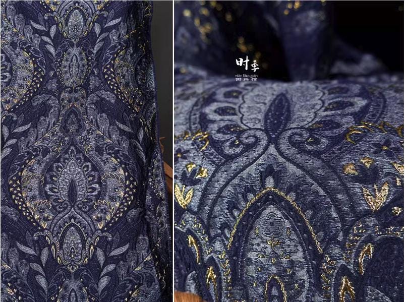 Palace Jacquard Damask Fabric: Retro Upholstery & Sewing - 55"W