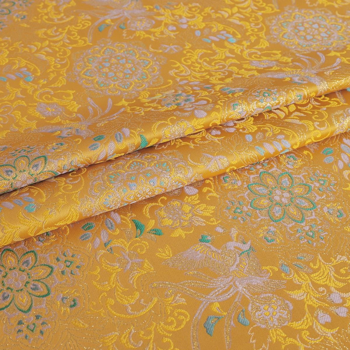 Auspicious Baoxiang Flower Brocade Fabric: 55"W Tibetan Robes