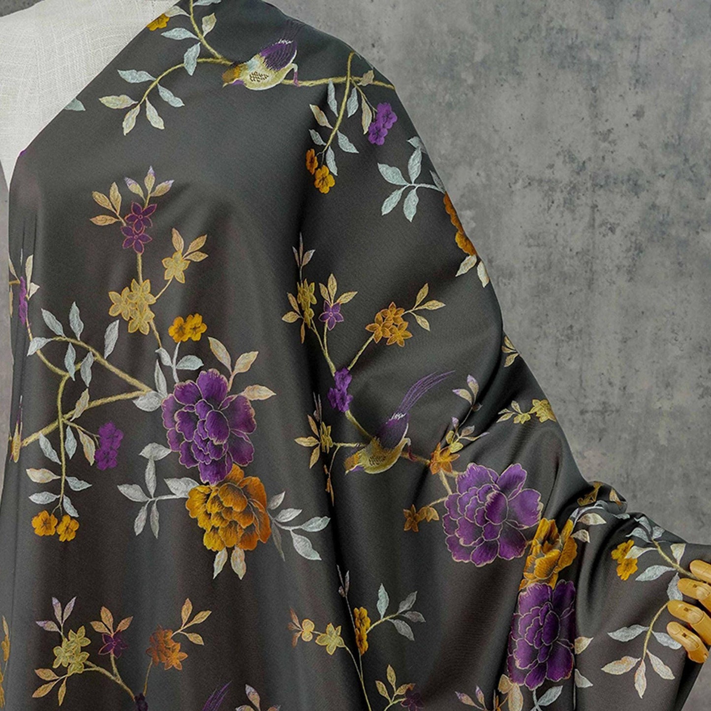 Gold Thread Jacquard Fabric: White Deer Embossed Weave, 64" Wide