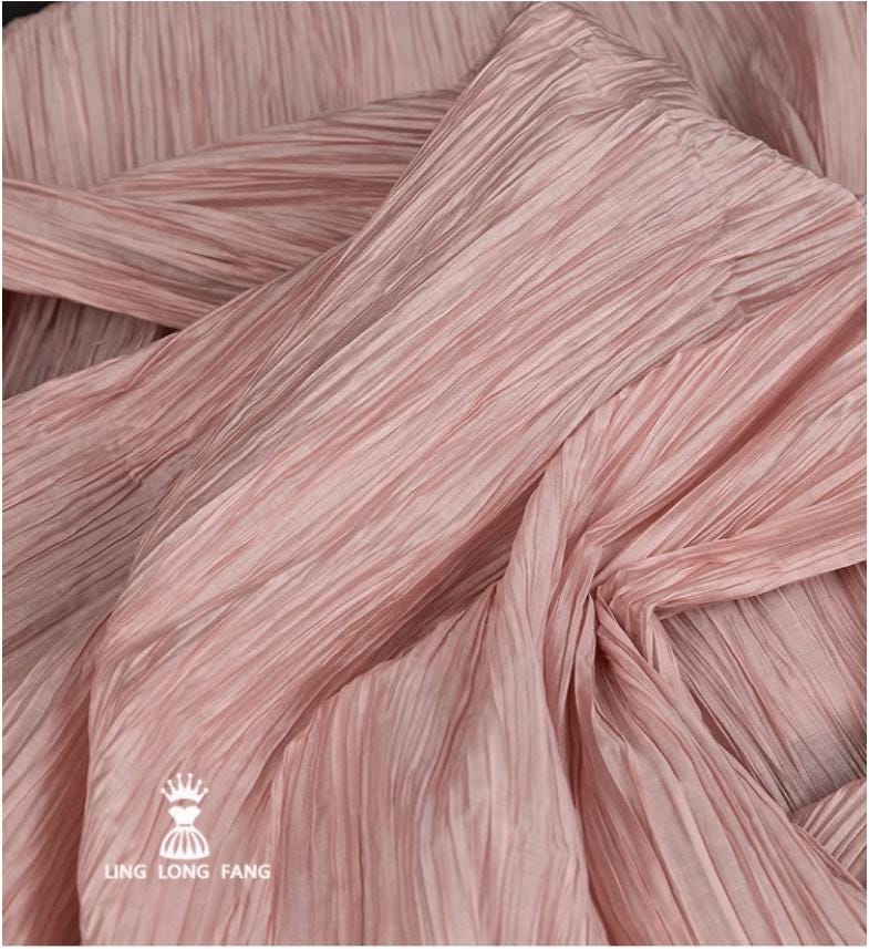 Tissu Tencel plissé texturé : motif à volants accordéon 3D - 140 cm