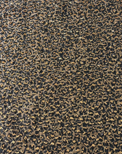 Leopard Print Cotton Denim Fabric ��� Sequin Embroider" Wide