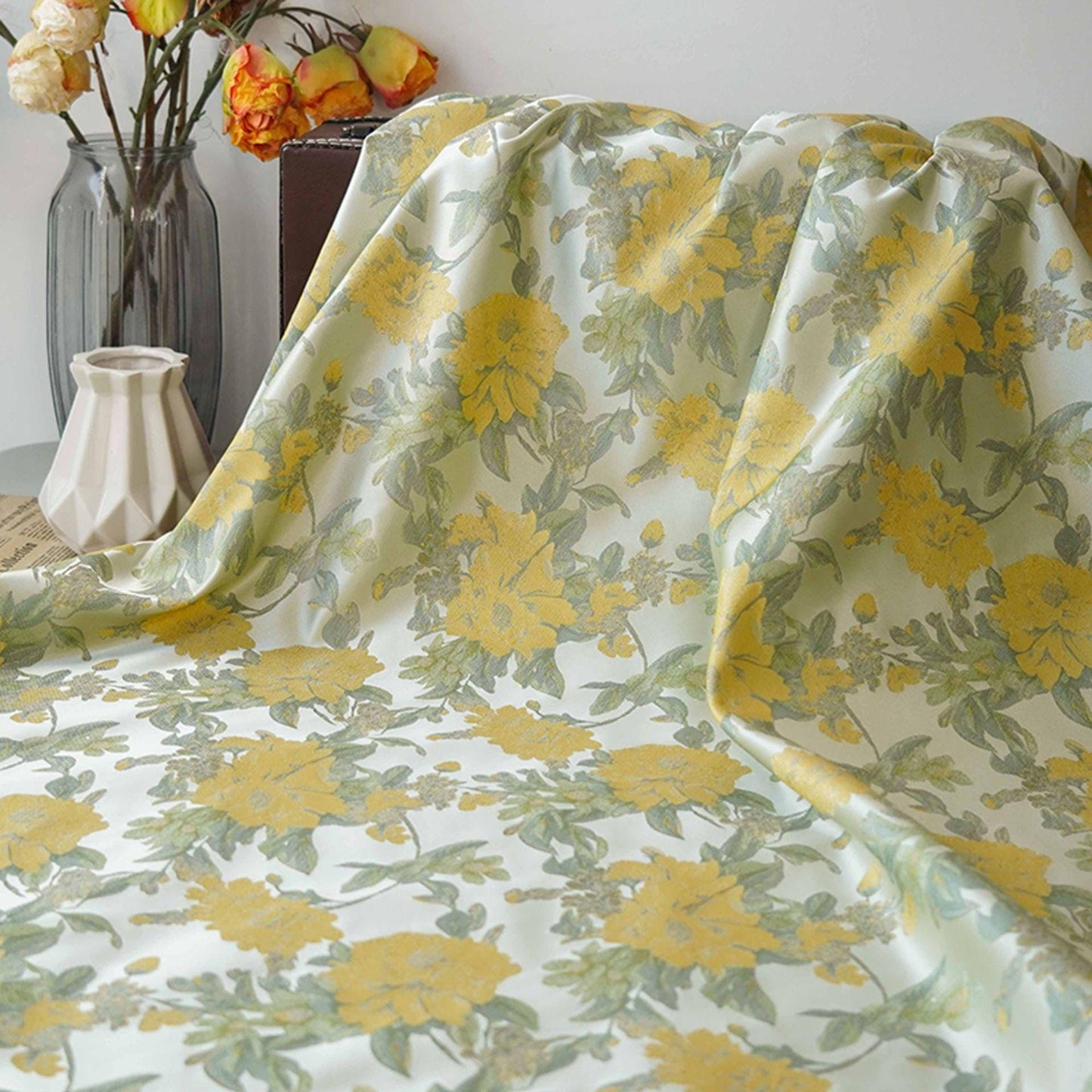 Floral Jacquard Brocade Fabric: 56"W Rayon Cheongsam Qipao Material