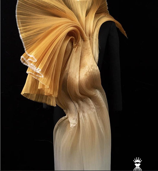 Shiny Crinkle Organza Fabric: 55" Wide Pleated Texture - Wedding & Gown Design