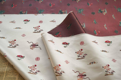 Chrysanthemum Silk Brocade Fabric: 66"W Chinese Cheongsam, Upholstery & Quilting