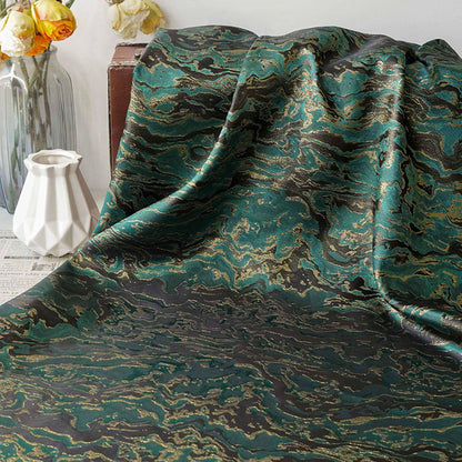 Gold Thread Jacquard Fabric: 3D Designer Upholstery, Costume, & Handbag Material