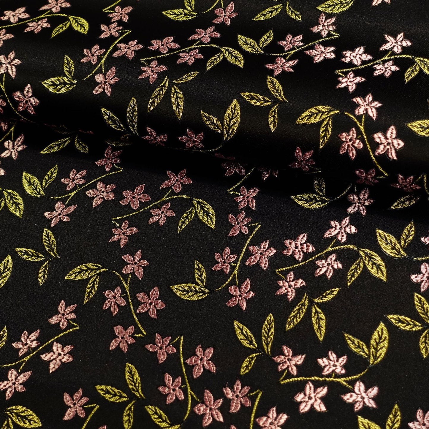 Floral Silk Brocade Fabric: Golden Bud Wedding Material, 45" Wide