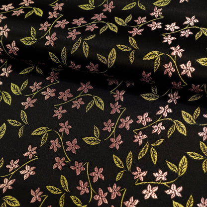 Floral Silk Brocade Fabric: Golden Bud Wedding Material, 45" Wide