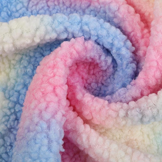 Lamb Velvet Plush Fabric: Rainbow Upholstery, Cosplay, Costume - 56" Wide