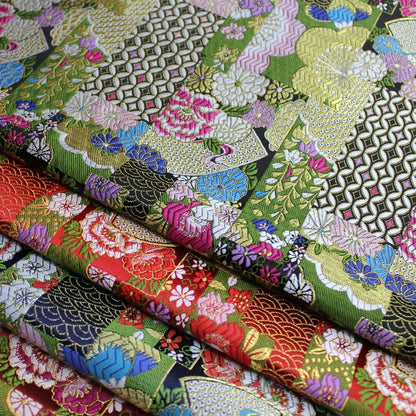 Nishijin Floral Jacquard Brocade Fabric: Japanese Silk Rayon Blend