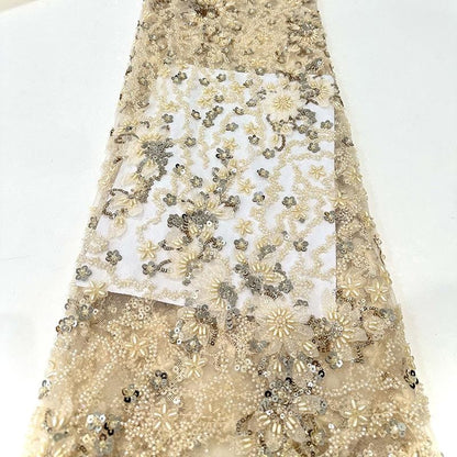 Embroidered Sequin Blossom Lace Fabric: Couture Bridal Appliqu��" Wide