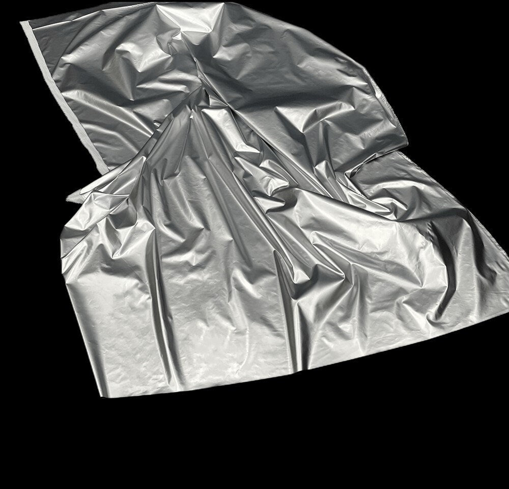 Metallic Silver PU Leather Fabric: Space Gray Designer Fabric, 59" Wide