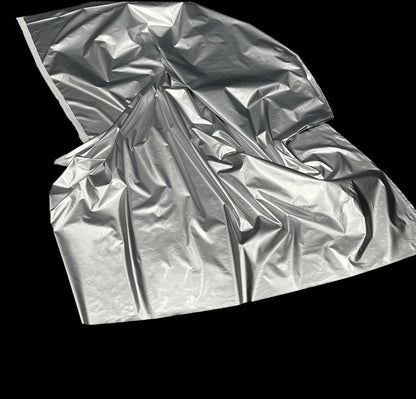 Metallic Silver PU Leather Fabric: Space Gray Designer Fabric, 59" Wide