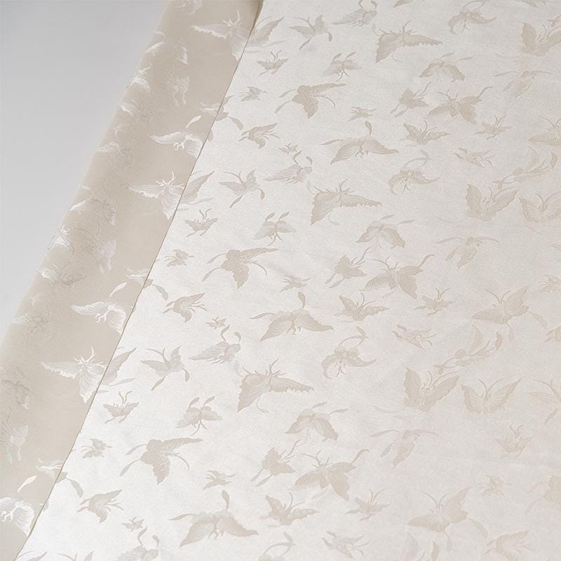 Tissu d'ameublement en rayonne jacquard satin damassé à motif papillon : largeur 59 pouces