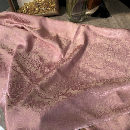 Wave Pattern Jacquard Satin Damask Fabric - 59" Wide Rayon Material