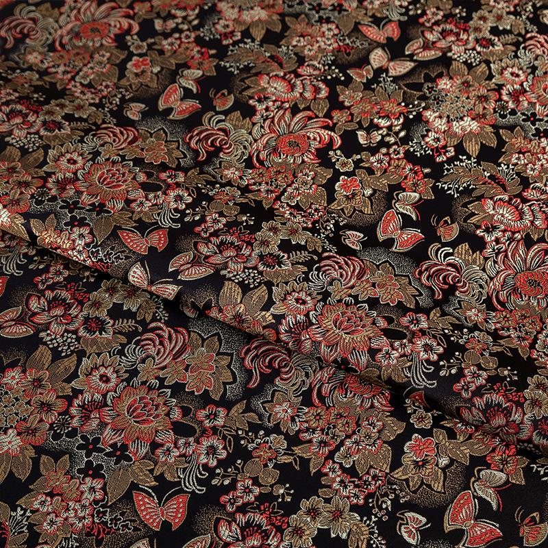Nishijin Weaving Fabric: Japanese Floral Butterfly Upholstery Fabric by the Meter