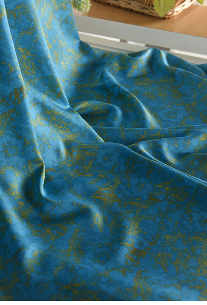 Azure Peacock Blue Cotton Sateen Fabric: 55" Wide, Drapery, Costume