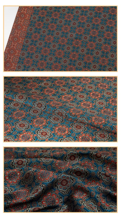 Mongolian Tibetan Bada Pattern Rayon Fabric: Upholstery, Costume, Decor by Meter
