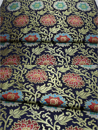 Lotus Thangka Brocade Fabric: Tibetan Buddhist Robes (29.5"W)