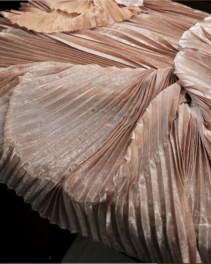 Pleated Striped Satin Fabric, Crinkled Mesh Drape, 57"W, Sewing by the Meter