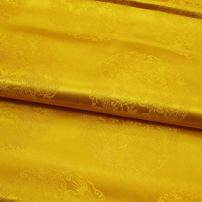 Gold Chinese Dragon Brocade Fabric: Buddhist Tibetan Silk Rayon (29.5"W)