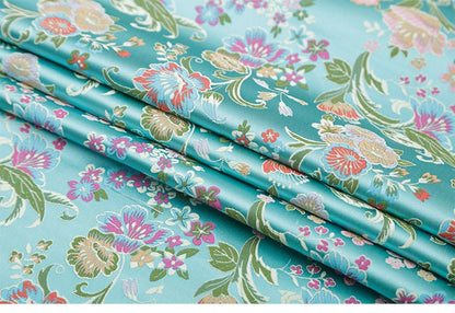 Floral Silk Brocade Fabric: 29.5" Wide, Sewing & Upholstery By The Meter
