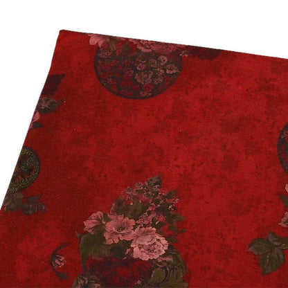 Tissu en laine et soie à imprimé floral rouge : Matière chaude pour la couture automne-hiver