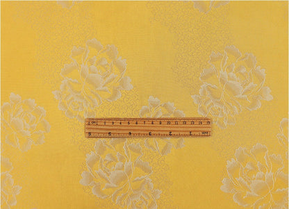 Tissu satin de soie couleur thé : imprimé floral, 150 cm de large, décoration de costumes