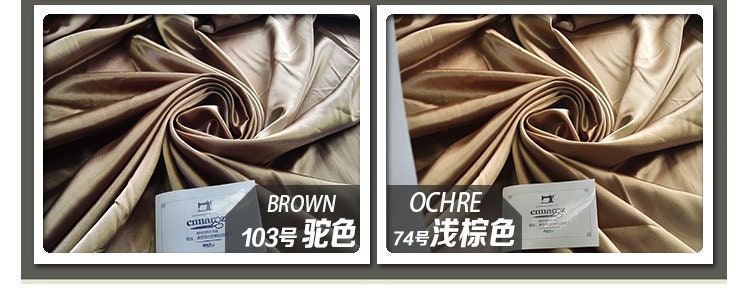 Tissu satin de soie : 53 couleurs, 150 cm de large, tissu de luxe pour robes