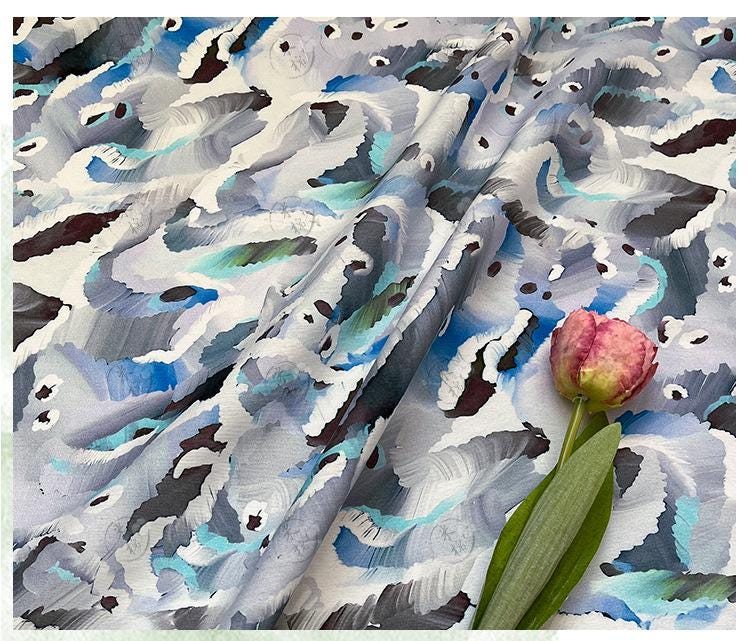 Digital Print Fabric ��� Cloud Wave Shimmer Cotton Blend, Quilting, Dressmaking, Craft Fabr"Wide