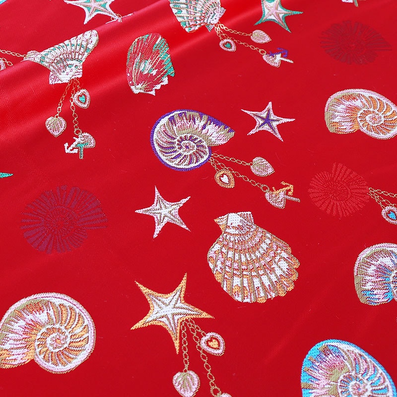 Conch Pattern Rayon Brocade Fabric: 57"W Sewing Material