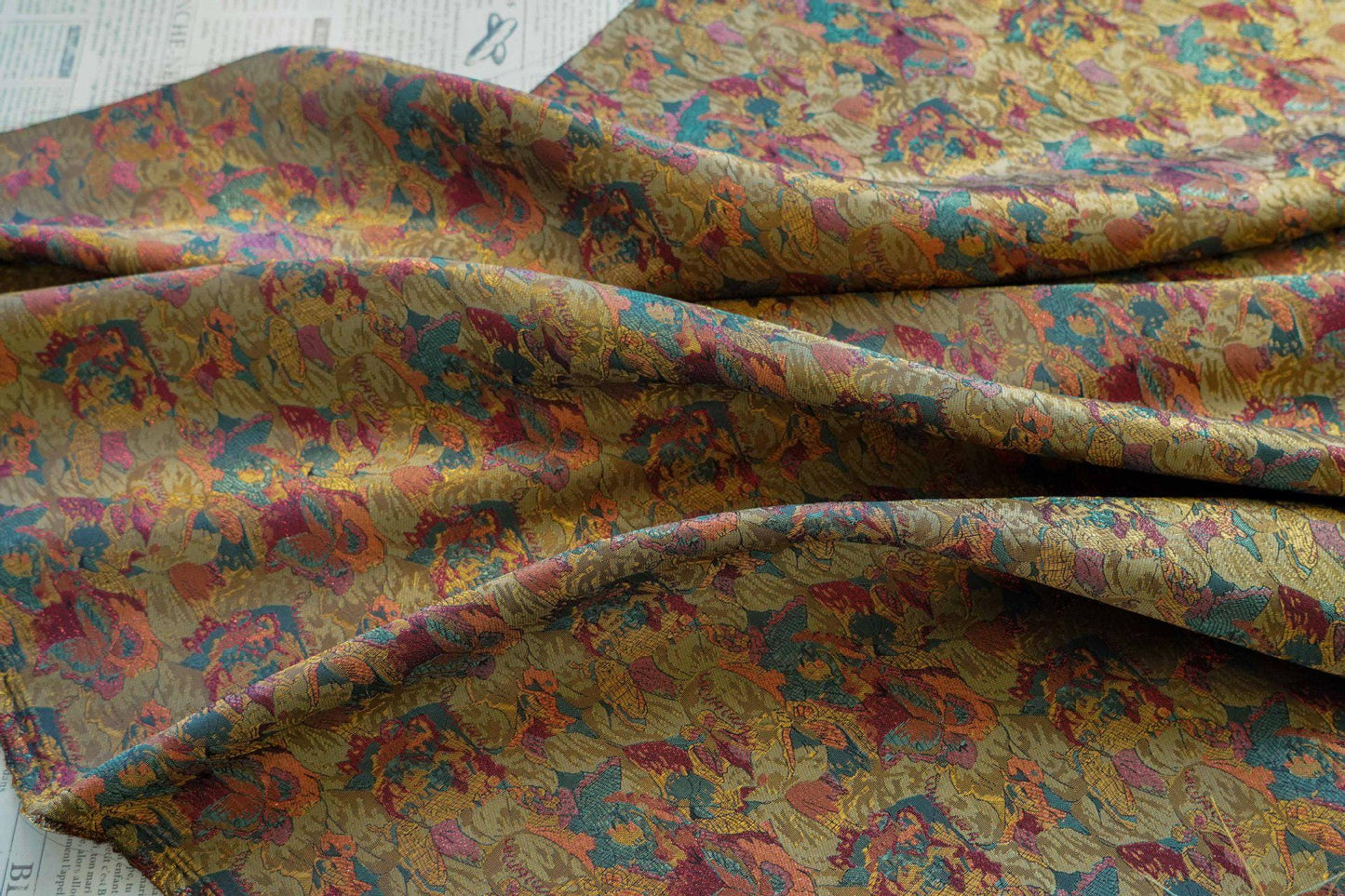 Dunhuang Pattern Silk Brocade Fabric: Emperor Tibetan Style, Upholstery & Costume