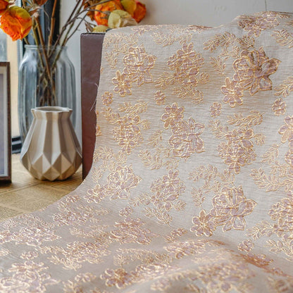 Gold Thread Floral Jacquard Fabric: 3D Texture Upholstery, Prom Dress, Sewing (56" W)