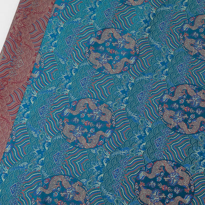 Tissu brocart Dragon turquoise : Jacquard de rayonne Sea Wave (29,5"/75 cm)