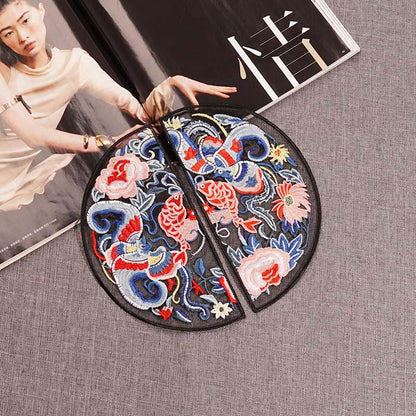 Embroidered Double Fish Patch: Ethnic Style Clothing Decor