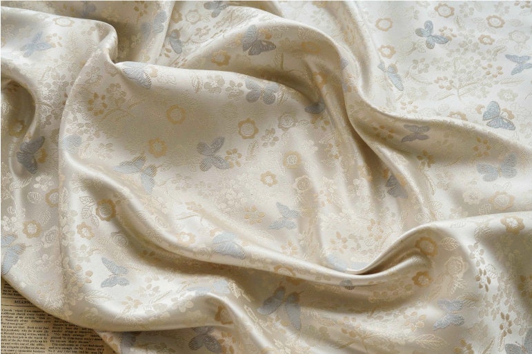 Gold Thread Jacquard Fabric: 3D Texture, 63" Wide, By The Meter
