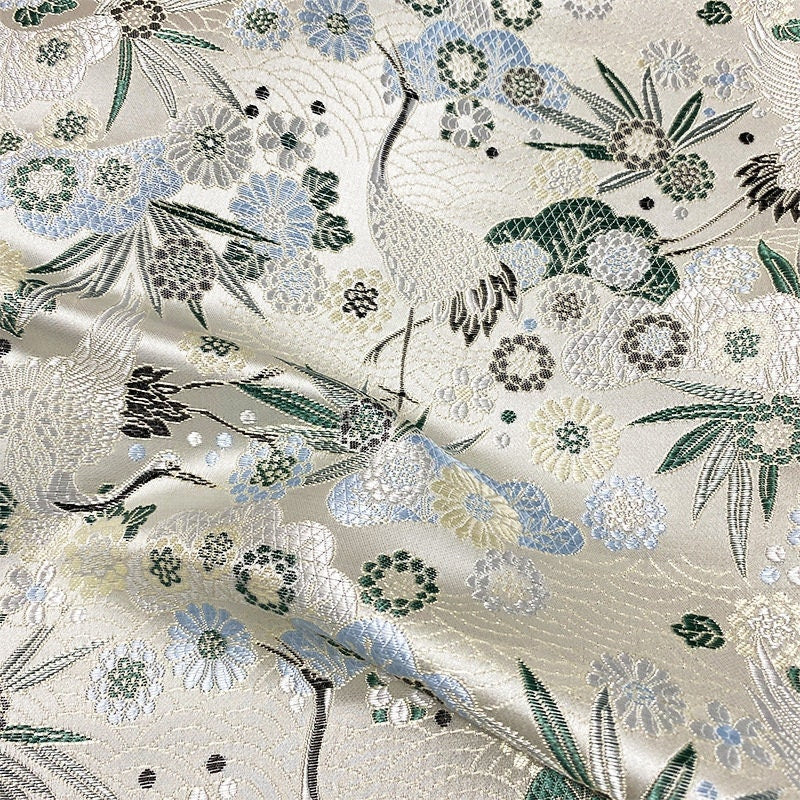 Crane Jacquard Satin Fabric: Retro Damask Brocade, 57"W