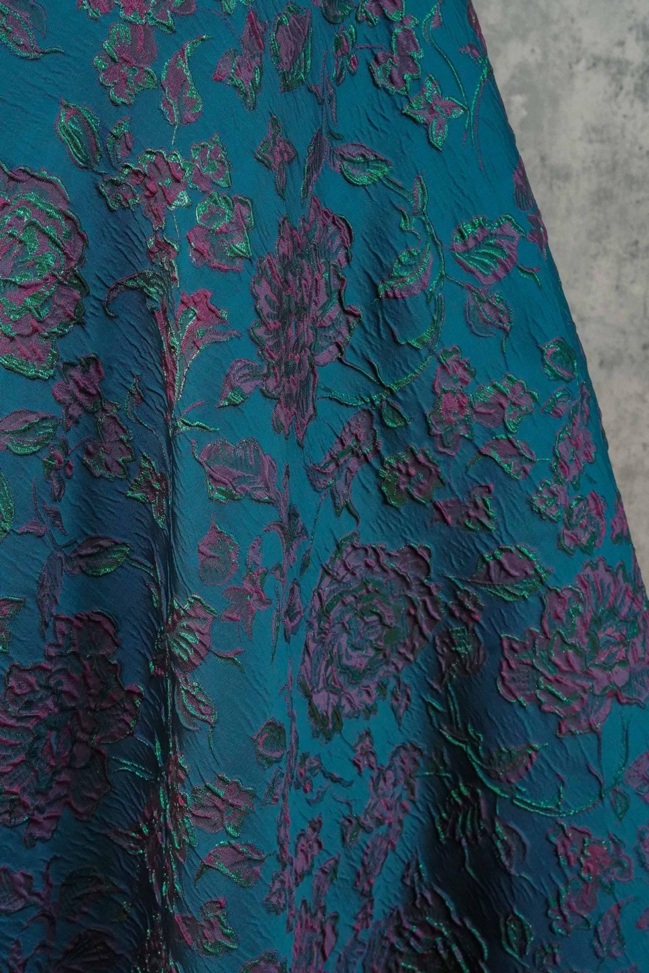 Baroque Black Gold Floral Jacquard Fabric: Vintage Palace Style, 56"W