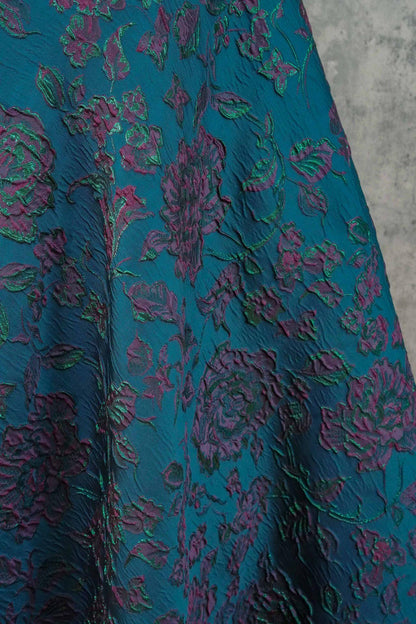 Baroque Black Gold Floral Jacquard Fabric: Vintage Palace Style, 56"W