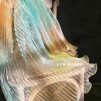 Pleated Big Wave Laser Organza Fabric - 57" W Stiff Texture